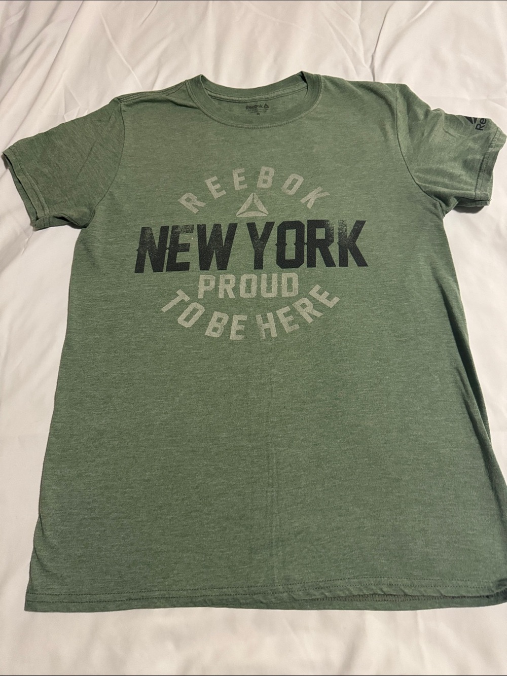 Reebok Olive Green 'New York' Graphic Short Sleeve Tee